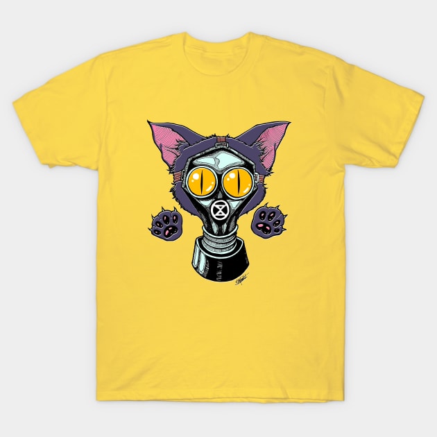 Gas Mask Kitty T-Shirt by Indi Martin